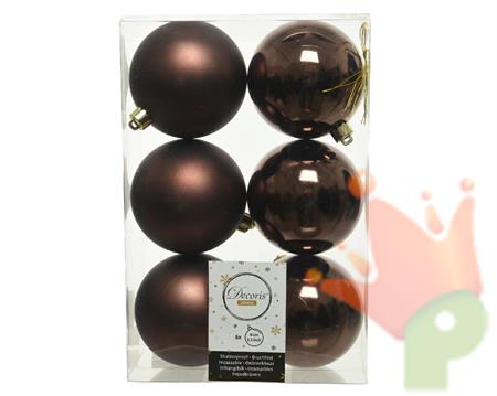 PALLINE DI NATALE MARRONE 8 CM CONFEZIONE 6 PZ