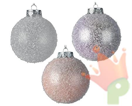 PALLINA DI NATALE EFFETTO GHIACCIATO 3 COLORI ASSORTITI