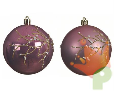 PALLINA DI NATALE ROSA DECORATA 8 CM 2 ASSORTITE