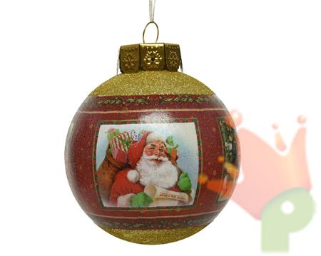 PALLINA DI NATALE ROSSA DECORO BABBO NATALE 30 CM