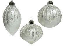 PENDENTE PER ALBERO 3 FORME BIANCO CON GLITTER ARGENTO