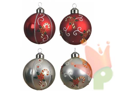PALLINA DI NATALE ROSSO/ARGENTO DECORO CANDY CANE