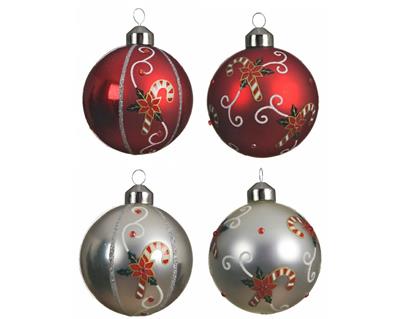PALLINA DI NATALE ROSSO/ARGENTO DECORO CANDY CANE