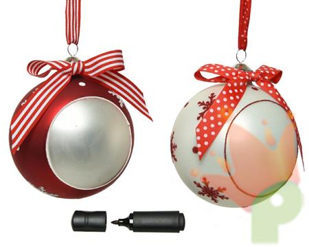 PALLINA PER ALBERO 10CM ROSSO/BIANCO CON PERNNARELLO