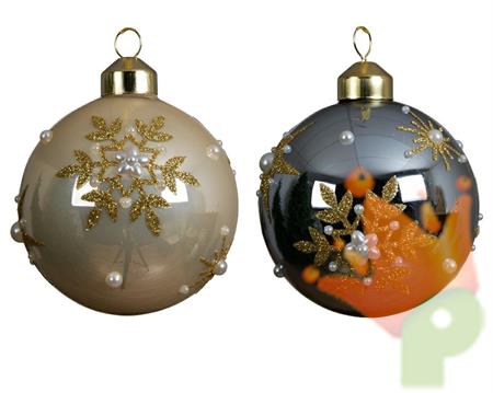 PALLINA PER ALBERO 8CM CHAMPAGNE/NERO