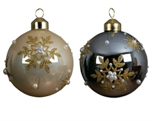 PALLINA PER ALBERO 8CM CHAMPAGNE/NERO