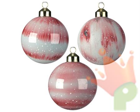 PALLINA DI NATALE 8CM BIANCO/ROSA