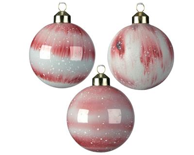 PALLINA DI NATALE 8CM BIANCO/ROSA