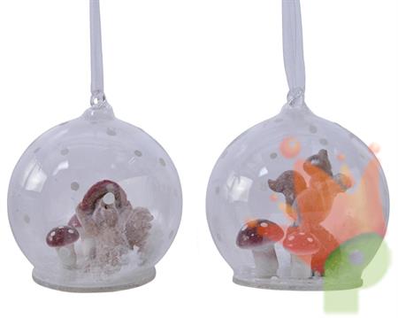PALLINA DI NATALE CON DECORO INTERNO 2 ASSORTITE