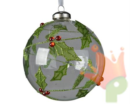 PALLINA PER ALBERO 10CM IN VETRO CON DECORI PUNGITOPO