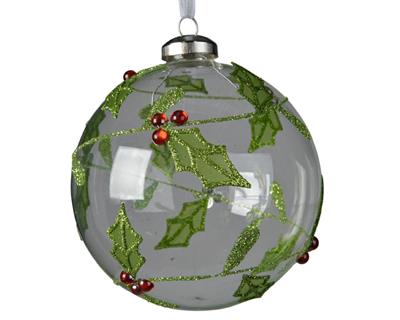 PALLINA PER ALBERO 10CM IN VETRO CON DECORI PUNGITOPO