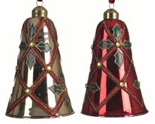 CAMPANA PER ALBERO 7,5X11CM ORO/ROSSO DECORATA