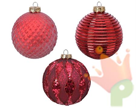 PALLINA DI NATALE ROSSA DECORATA 10 CM
