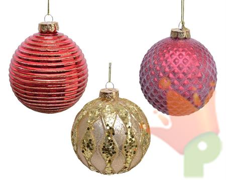 PALLINA DI NATALE ROSSO/ORO DECORATA 10 CM