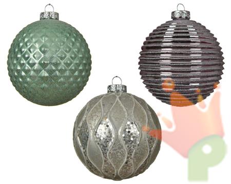 PALLINA PER ALBERO 10CM IN VETRO LILLA/VERDE/BIANCO