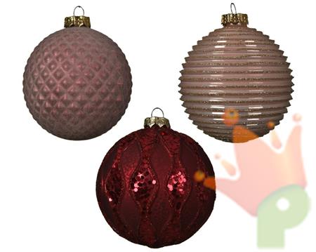 PALLINA PER ALBERO IN VETRO 10CM ROSA/ROSSO