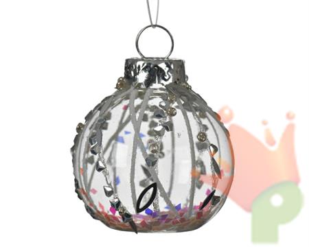 PALLINA PER ALBERO 4CM IN VETRO CON DECORO 6PZ