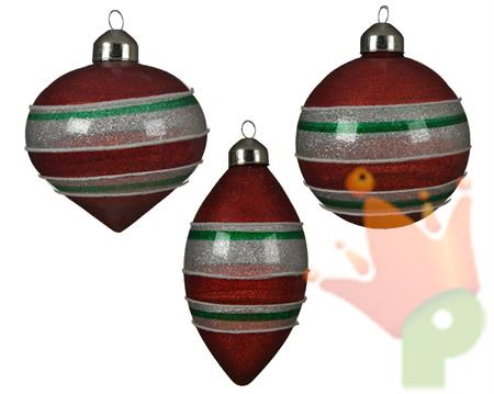 PENDENTE PER ALBERO ROSSO CON RIGHE BIANCO/VERDE