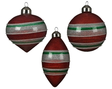 PENDENTE PER ALBERO ROSSO CON RIGHE BIANCO/VERDE