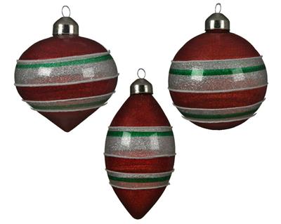 PENDENTE PER ALBERO ROSSO CON RIGHE BIANCO/VERDE