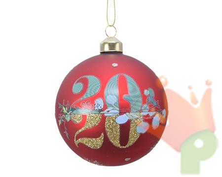 PALLINA PER ALBERO 10CM ROSSA CON DECORO 2020