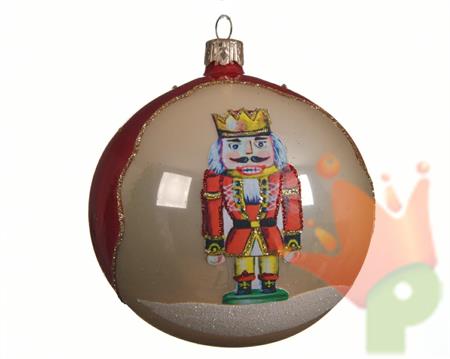 PALLINA DI NTALE ROSSA CON DECORO SCHIACIANOCI 10 CM