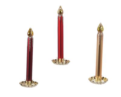 CANDELA PER ALBERO CON CLIP ROSSO/ORO/BORDEAUX