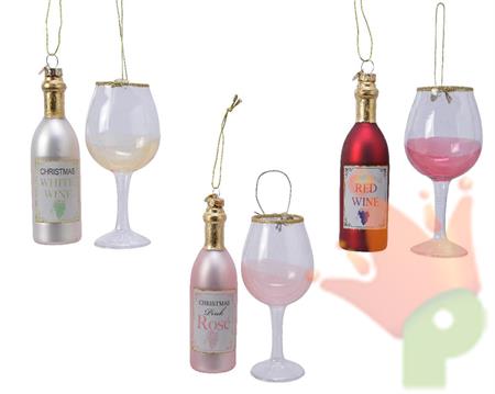 SET PENDENTI BOTTIGLIA VINO E BICCHIERE