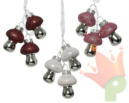 FUNGHETTI DA APPENDERE IN VETRO BIANCO/ROSA/BORDEAUX