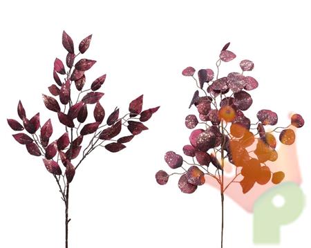 RAMO DI EUCALIPTO CON FOGLIE BORDEAUX 72 CM