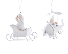 PENDENTI PER ALBERO IN FERRO BIANCO CON BABBO NATALE