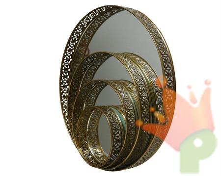VASSOIO DI FERRO CON SPECCHIO ANTICO 28X3CM ORO
