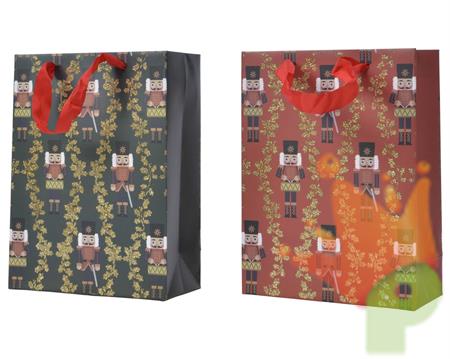 BUSTA REGALO IN CARTA 18X50X72CM ROSSO/VERDE CON SCHIACCIANOCI