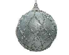PALLINA PER ALBERO 8CM CELESTE CON GLITTER ATGENTO