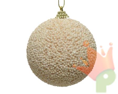 PALLINA DI NATALE AVORIO GLITTERATA 8 CM