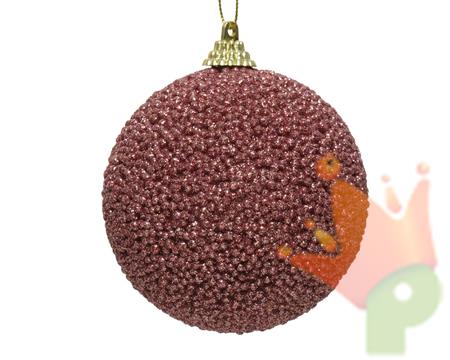 PALLINA DI NATALE ROSA VELVET GLITTERATA 8 CM