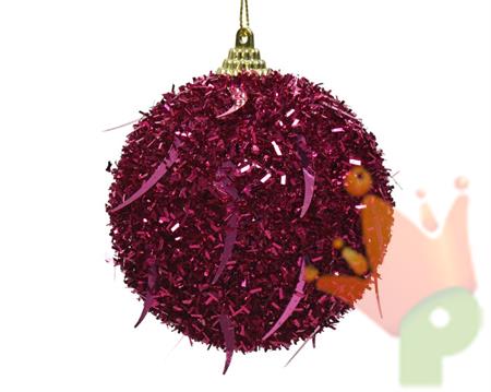 PALLINA DI NATALE FUCSIA CON PAILLETTES 10 CM