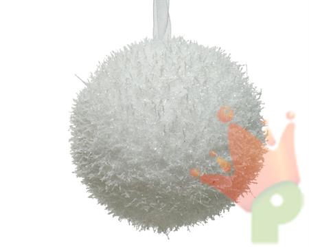 PALLINA DI NATALE BIANCA INNEVATA 8 CM