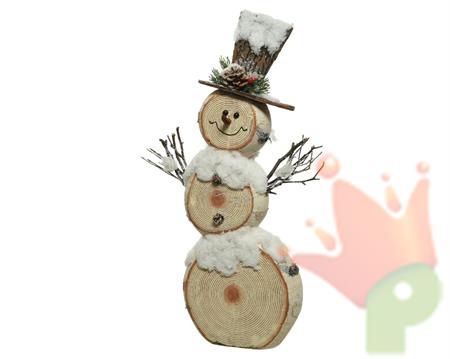 PUPAZZO DI NEVE IN SCHIUMA EFFETTO LEGNO 6X29X43CM