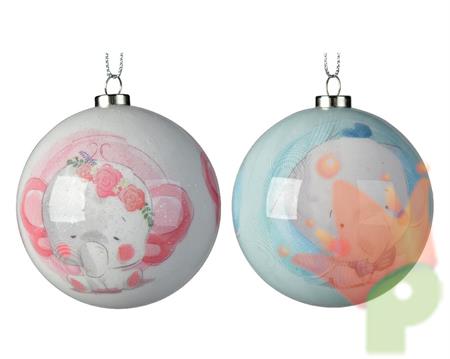 PALLINA PER ALBERO 7,5CM ELEFANTE ROSA/AZZURRO