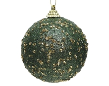 PALLINA DI NATALE VERDE CON PAILLETTES ORO 8 CM
