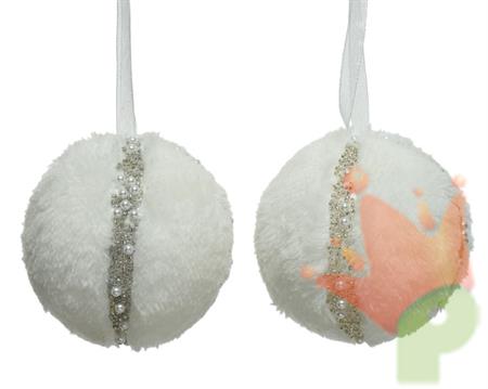 PALLINA PER ALBERO 8CM IN SCHIUMA CON PELO BIANCO