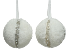 PALLINA PER ALBERO 8CM IN SCHIUMA CON PELO BIANCO