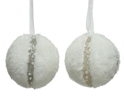 PALLINA PER ALBERO 8CM IN SCHIUMA CON PELO BIANCO
