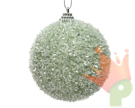 PALLINA DI NATALE IN FOAM VERDE SALVIA EFFETTO GHIACCIO 8 CM