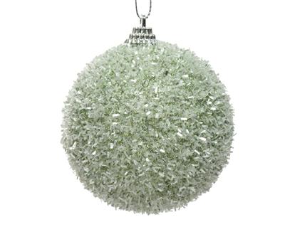 PALLINA DI NATALE IN FOAM VERDE SALVIA EFFETTO GHIACCIO 8 CM