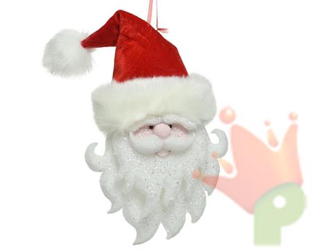 PENDENTE VISO BABBO NATALE 8.5x34x50cm IN SCHIUMA CON CAPPELLO V