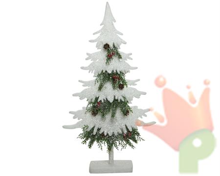 ALBERO IN SCHIUMA 8,8X39X70CM CON NEVE PIGNE E BACCHE ROSSE