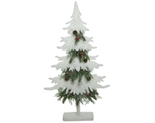 ALBERO IN SCHIUMA 8,8X39X70CM CON NEVE PIGNE E BACCHE ROSSE