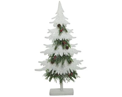 ALBERO IN SCHIUMA 8,8X39X70CM CON NEVE PIGNE E BACCHE ROSSE